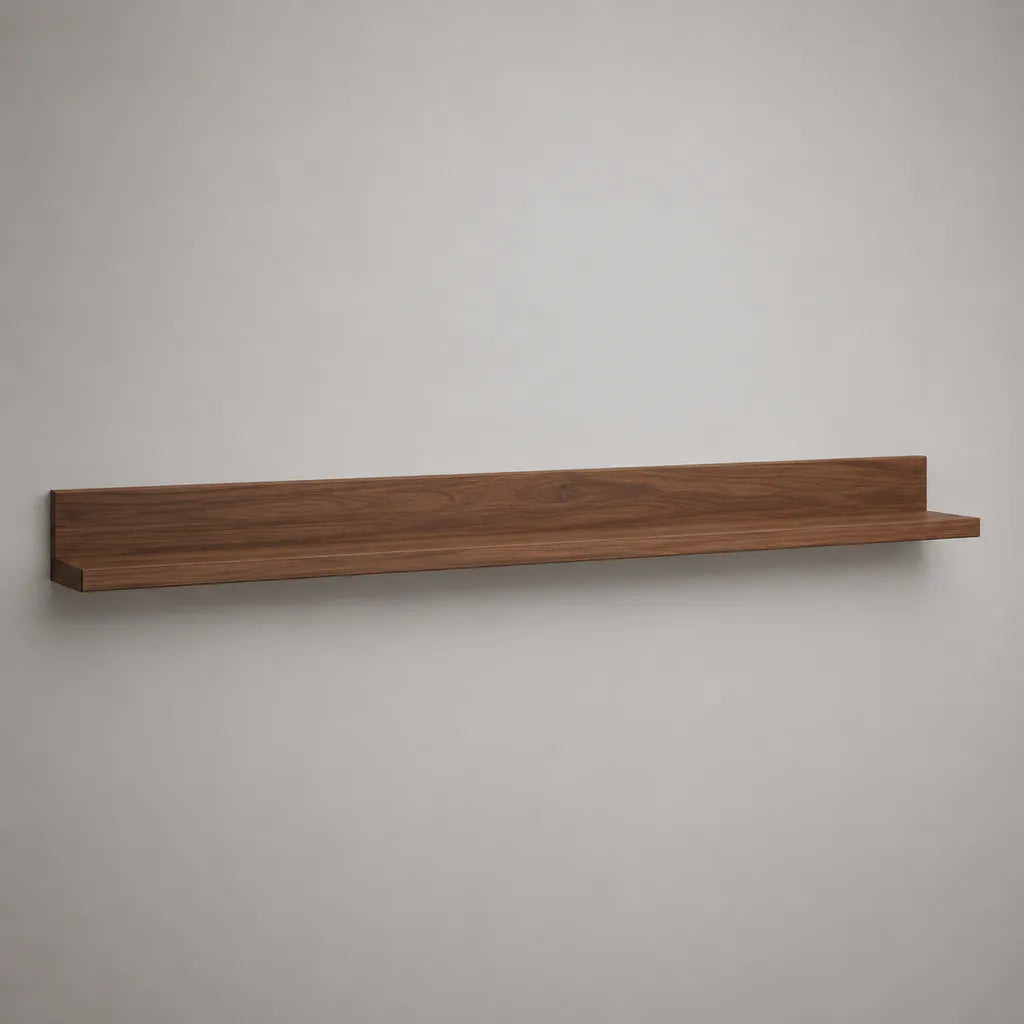Étagère murale flottante rectangulaire en MDF plaqué noyer marron, 120 × 20 × 15 cm